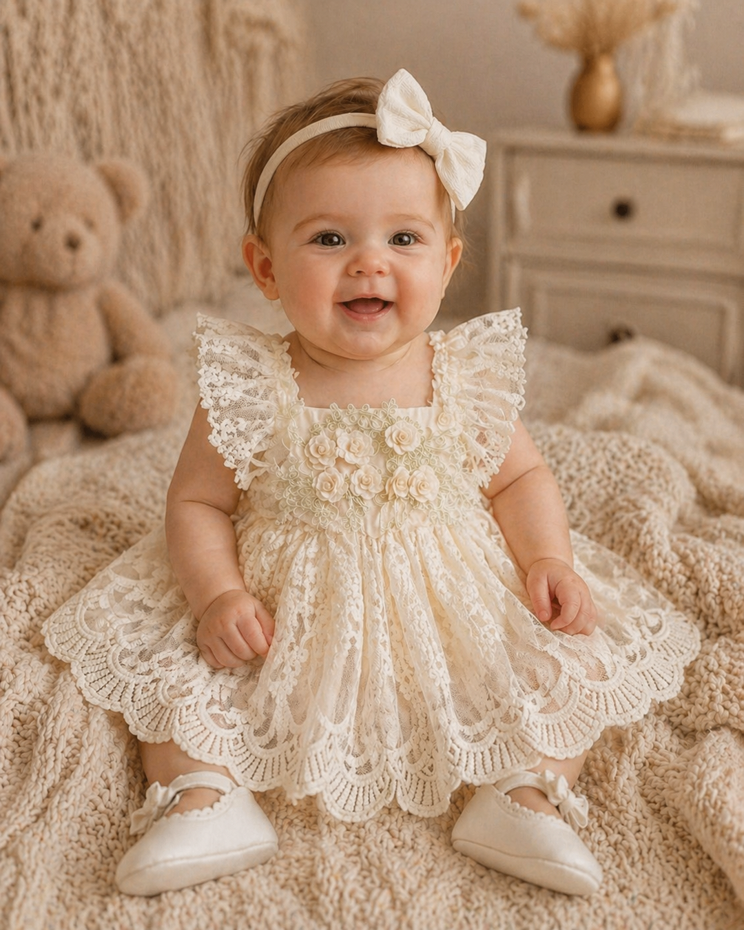 Rosalie Bloom Romper in Cream