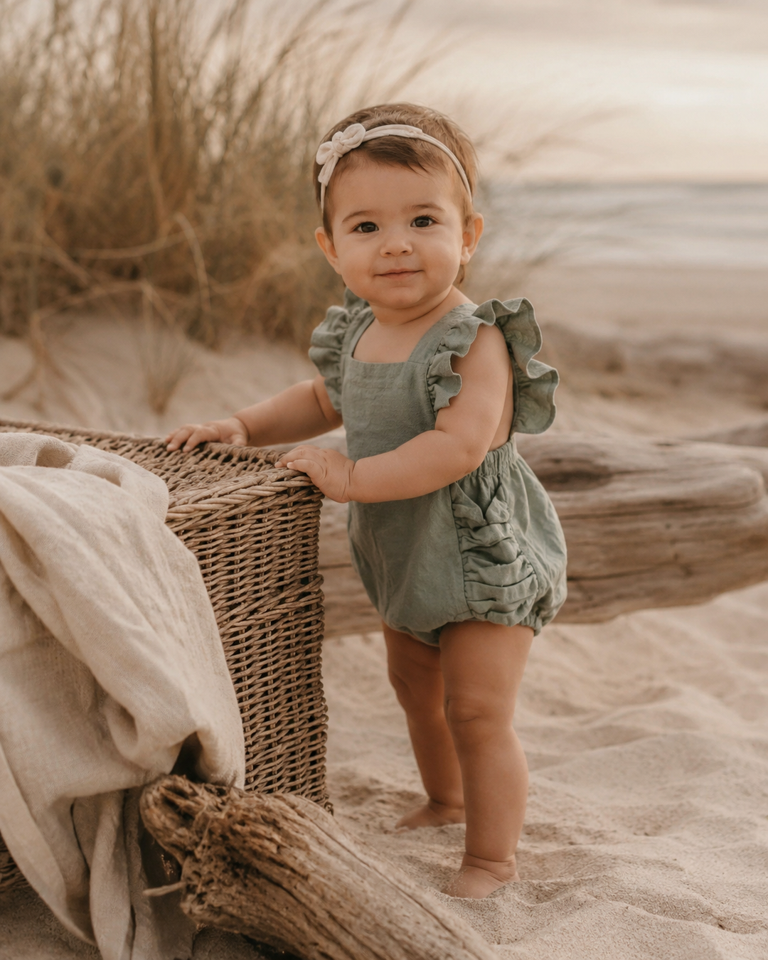 Evelyn Romper in Sage Green