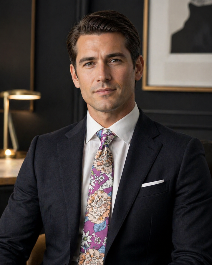 Men's Skinny Tie in Royal Bloom