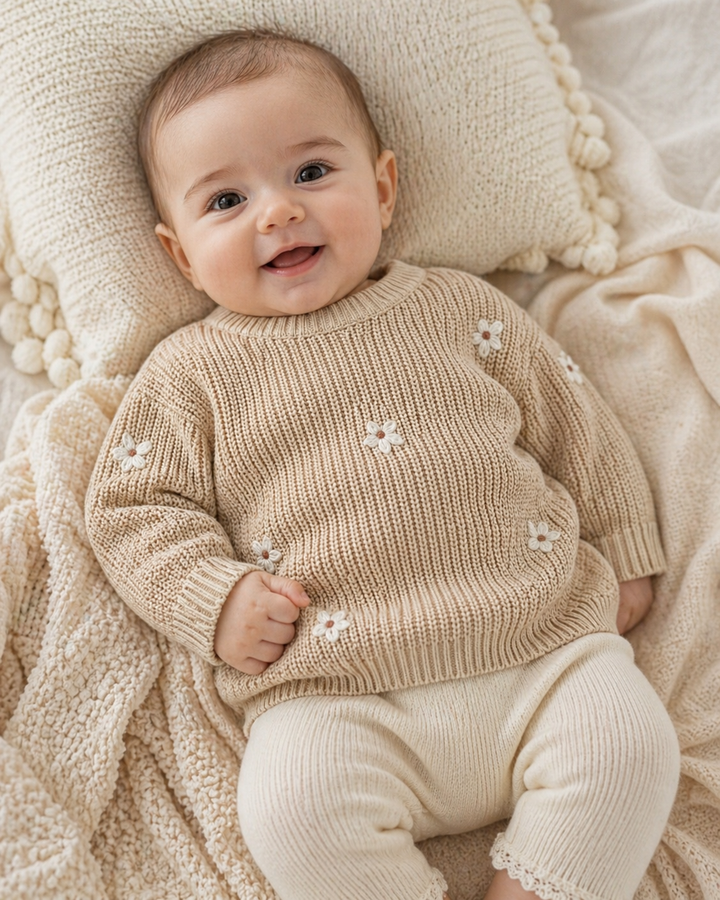 Daisy Embroidered Knit Sweater