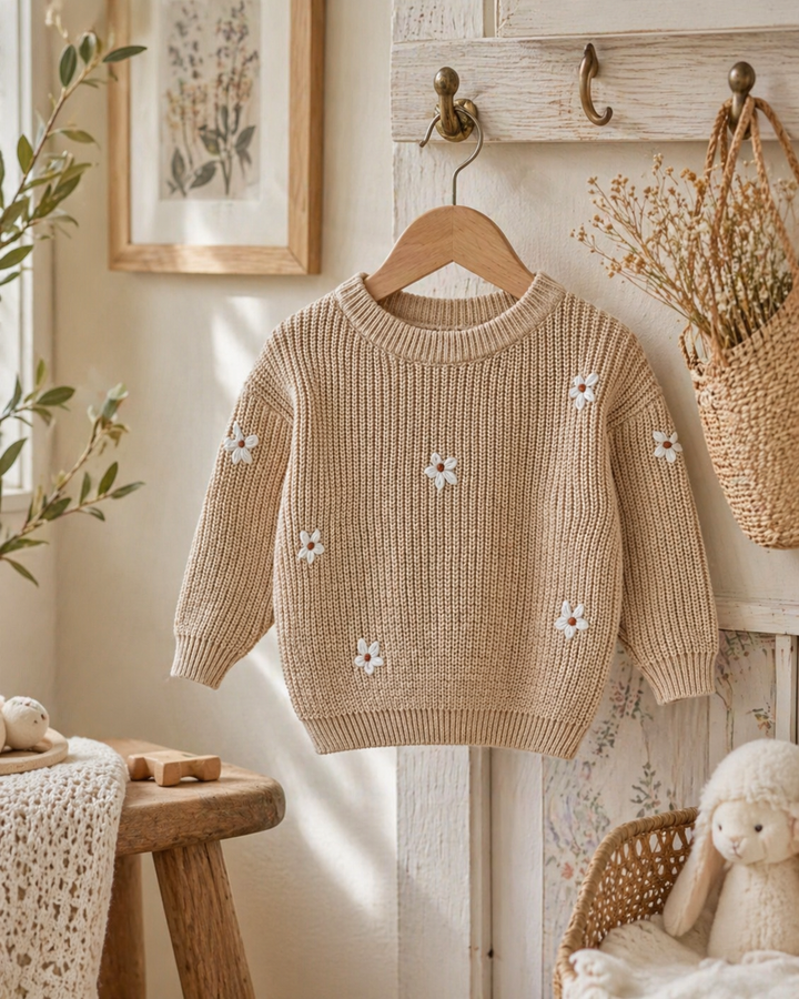 Daisy Embroidered Knit Sweater