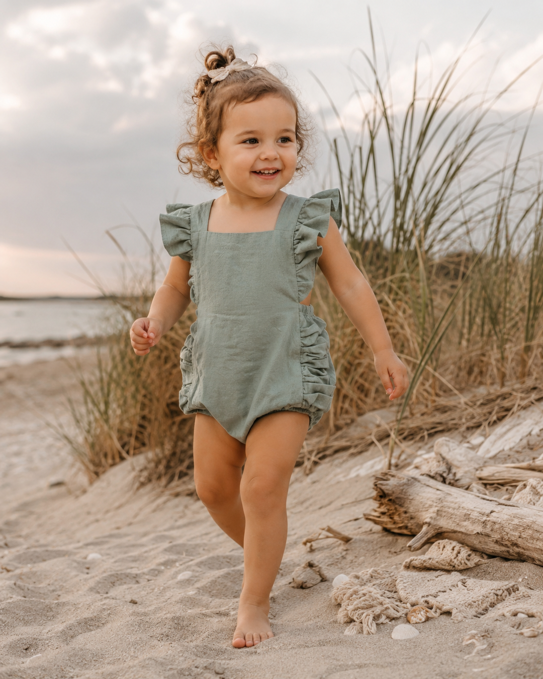 Evelyn Romper in Sage Green