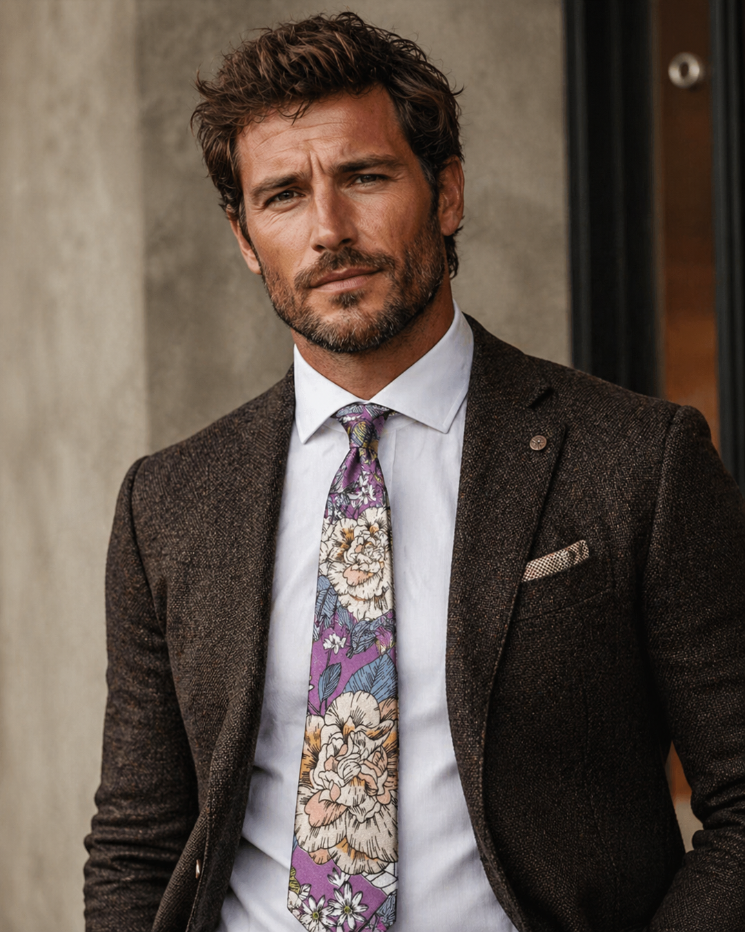 Men's Skinny Tie in Royal Bloom