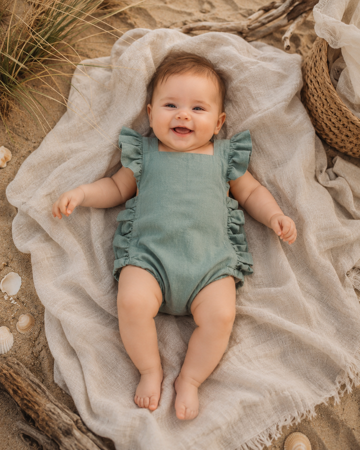 Evelyn Romper in Sage Green