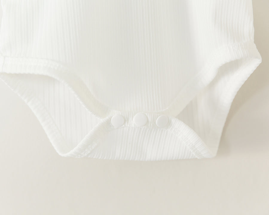 Bella Ribbed Bodysuit in White - Reverie Threads
