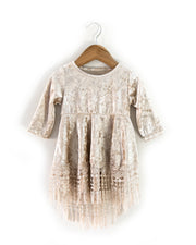 Indi Boho Velvet Dress in Beige - Reverie Threads