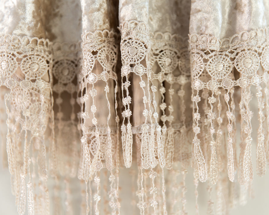 Indi Boho Velvet Dress in Beige - Reverie Threads
