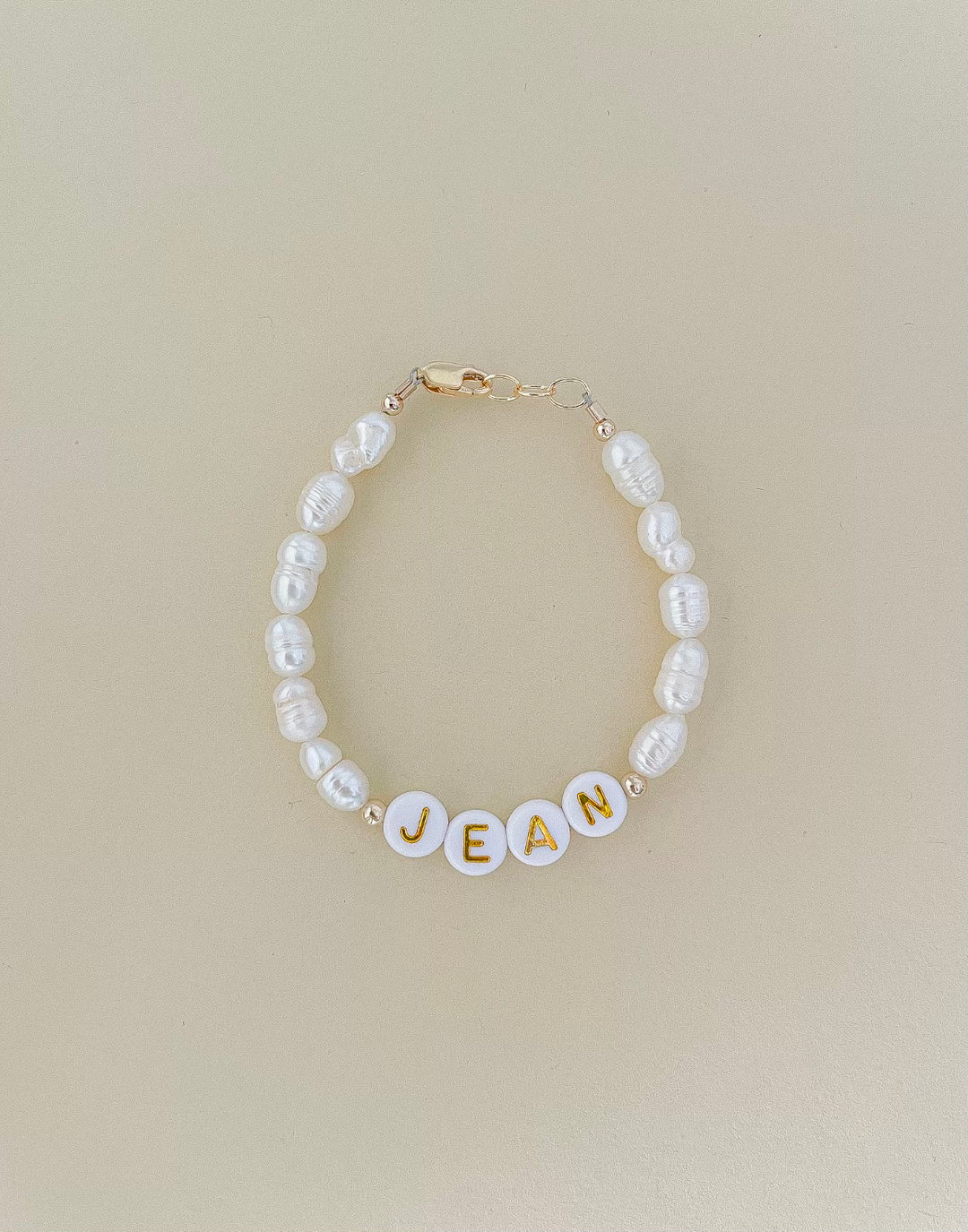 Personalized Name Mommy & Baby Bracelet in Pearly White