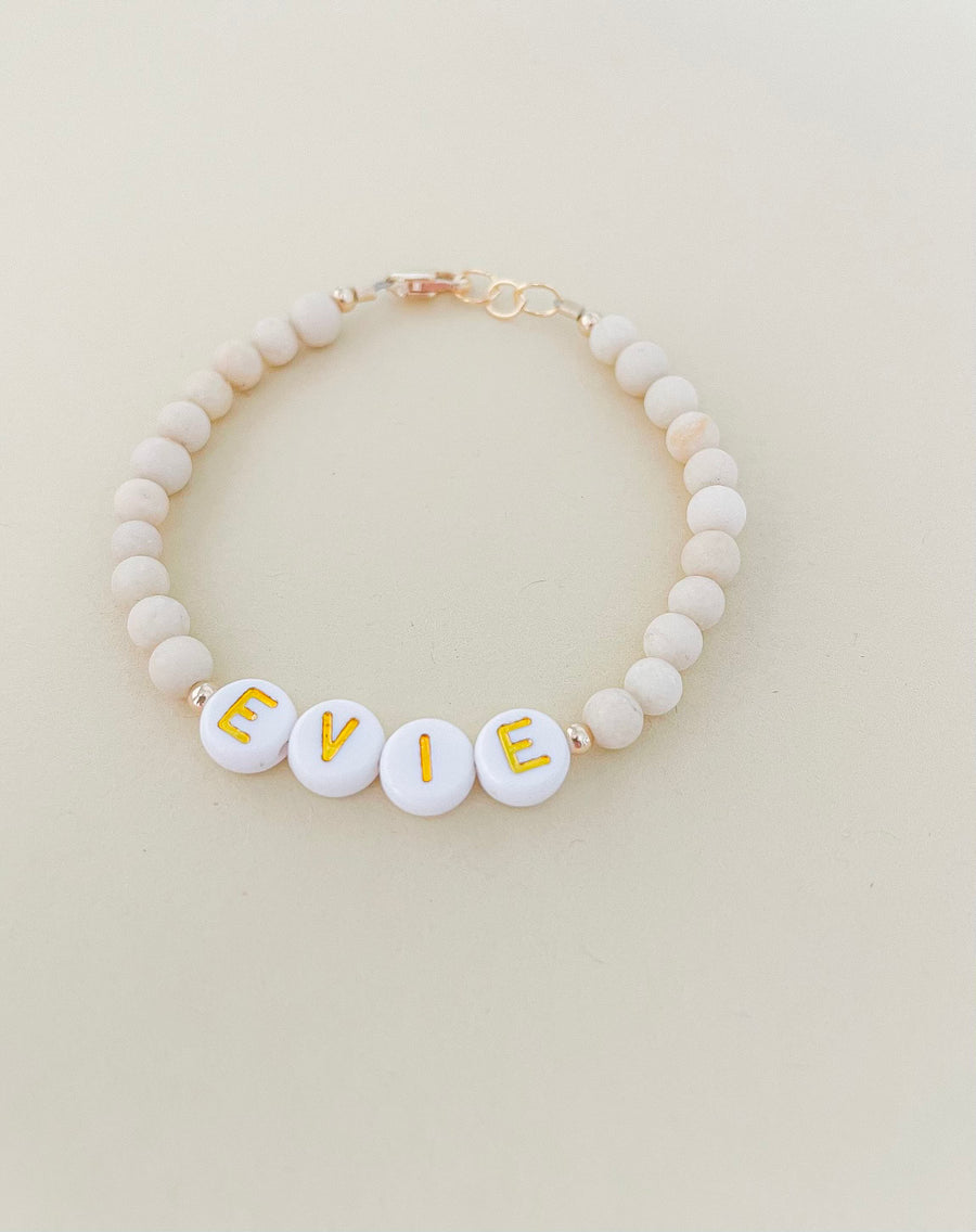 Personalized Name Mommy & Baby Bracelet in White Beads – Reverie Threads