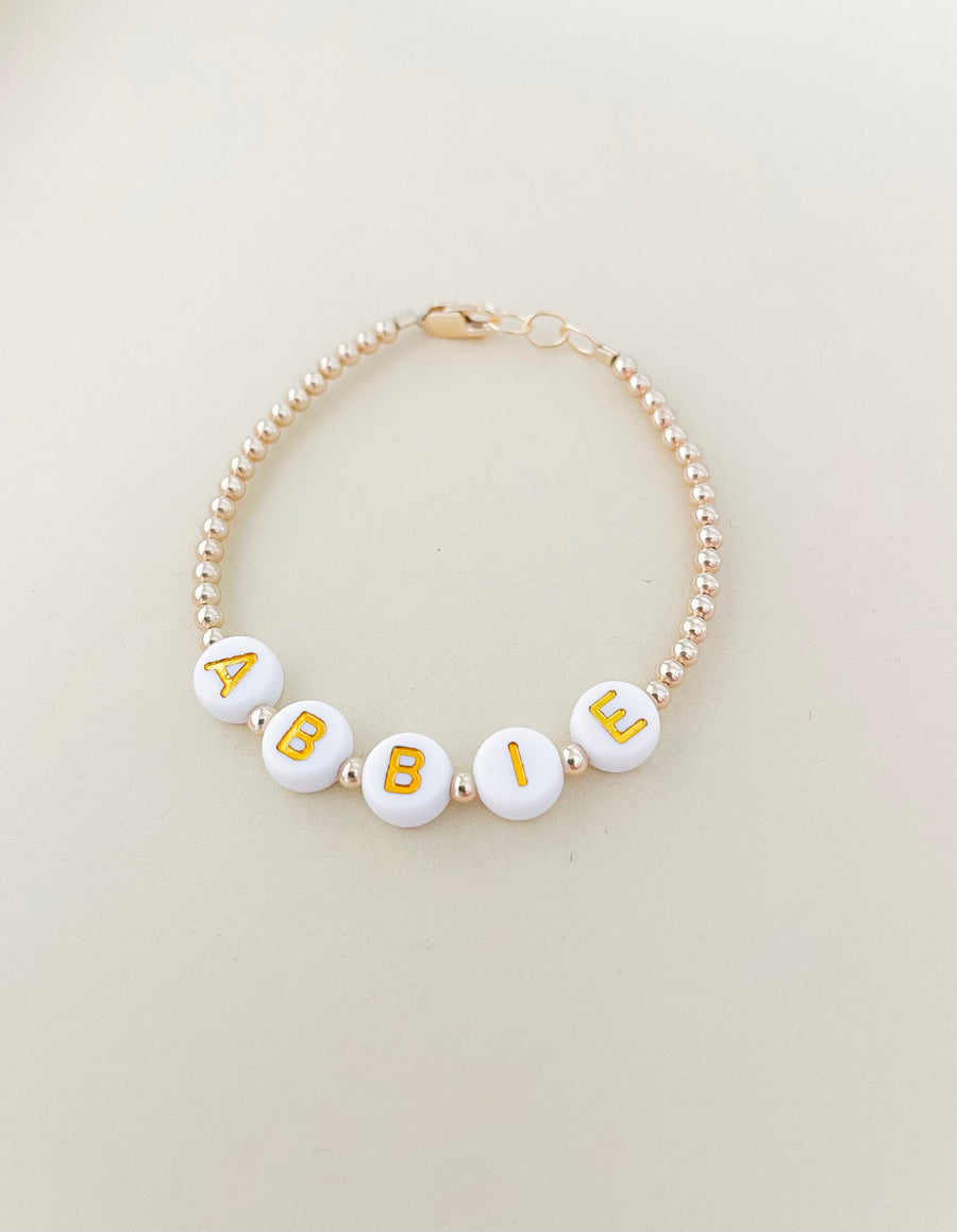 Personalized Name Mommy & Baby Bracelet in 14K Gold Filled Beads