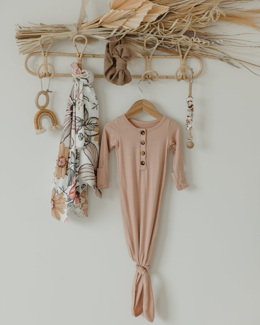 Buttery Soft Knotted Gown in Dusty Rose - Reverie Threads