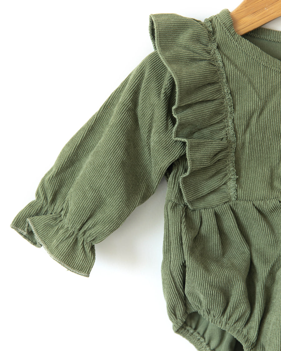 Mae Romper in Olive Corduroy - Reverie Threads