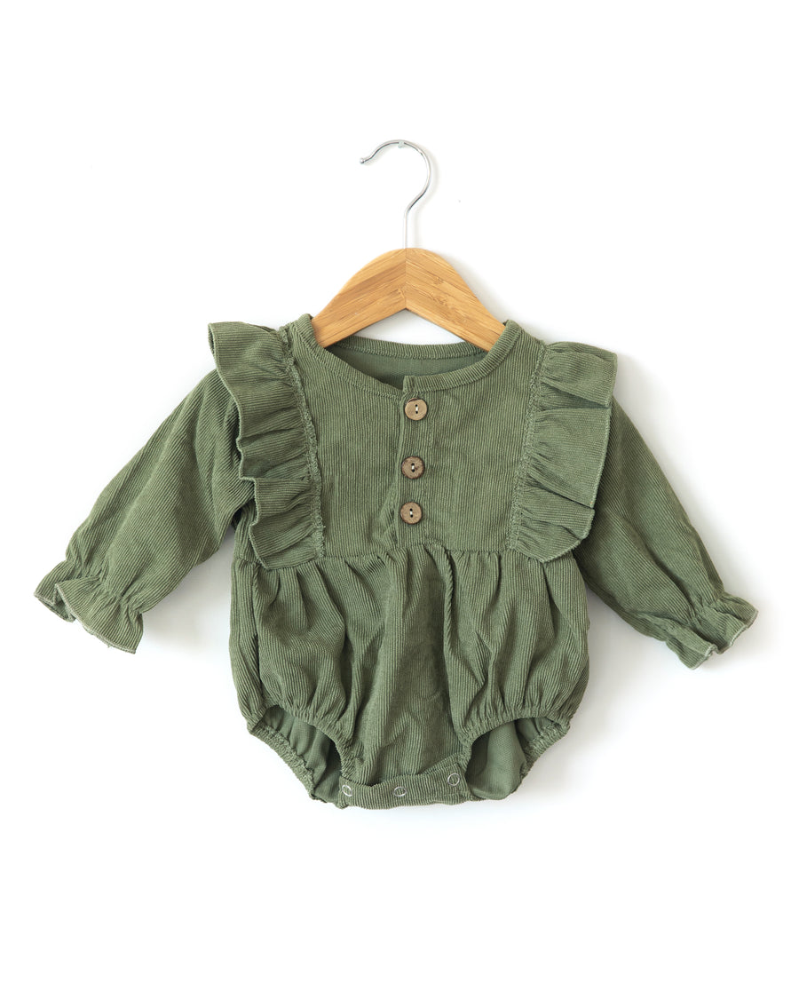 Mae Romper in Olive Corduroy - Reverie Threads