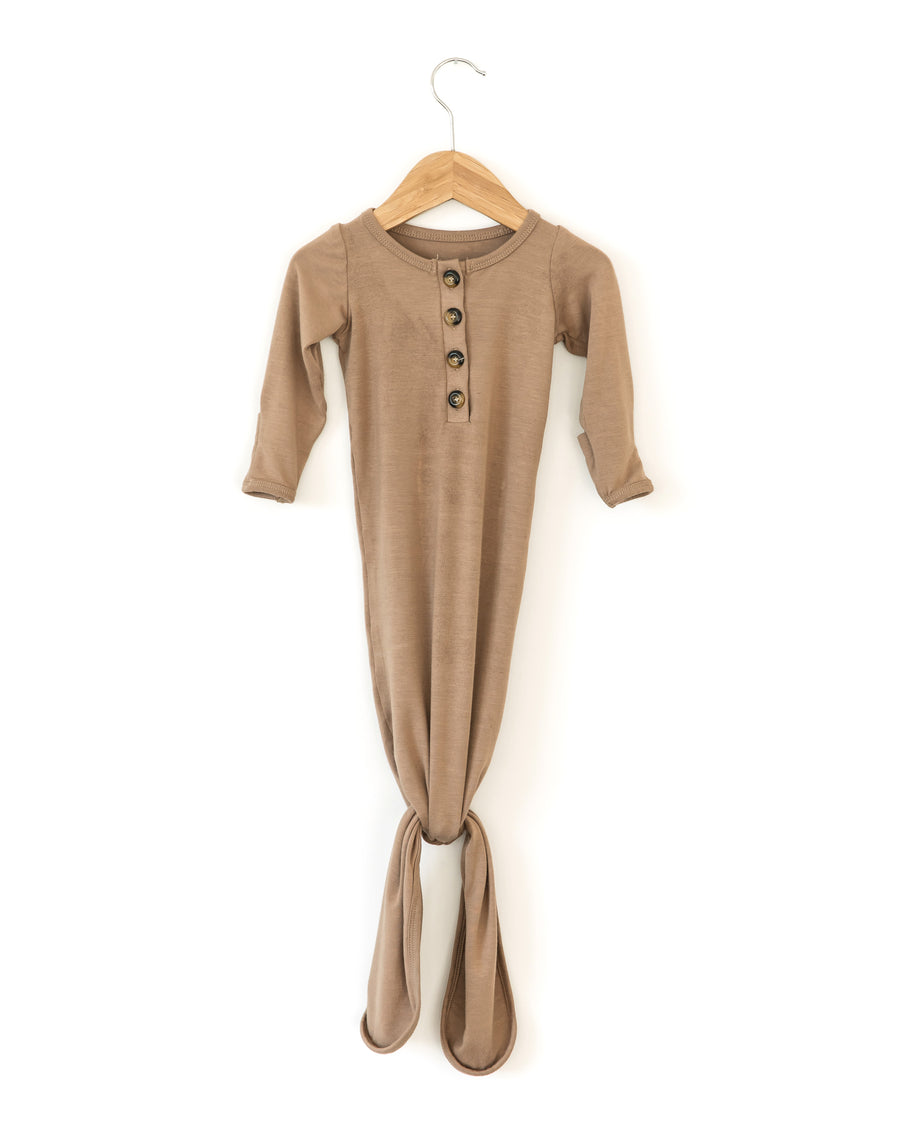 Buttery Soft Knotted Gown in Brown - Reverie Threads