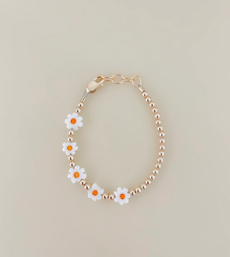 Daisy Flower Bead Bracelet Gold Fill – IsabelleGraceJewelry