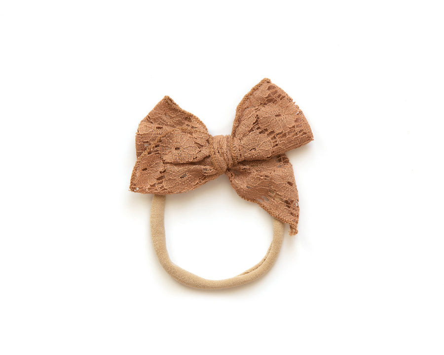 Luna Bow Headband in Lacey Brown
