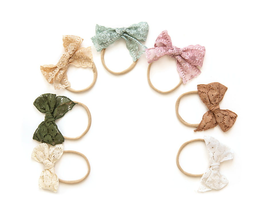 Luna Bow Headband in Lacey Gold