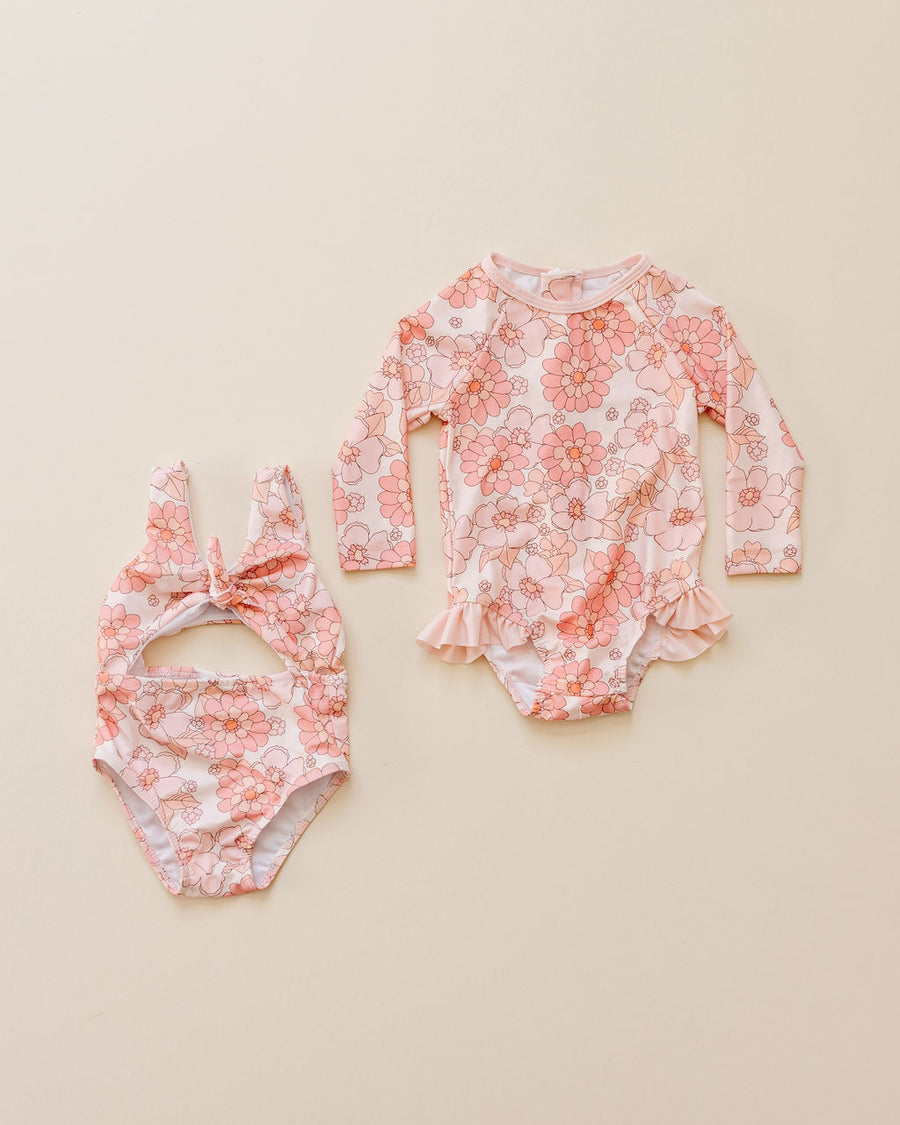 Gemma Long Sleeved Swimsuit in Pink Paradise