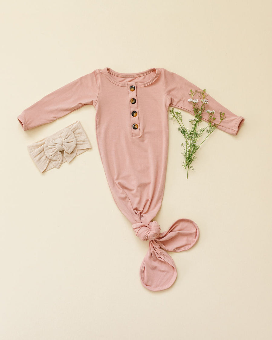 Buttery Soft Knotted Gown in Dusty Rose