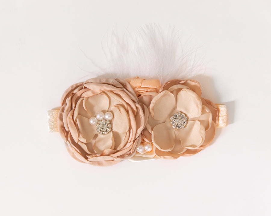 Isadora Flower Headband in Rosy Peach